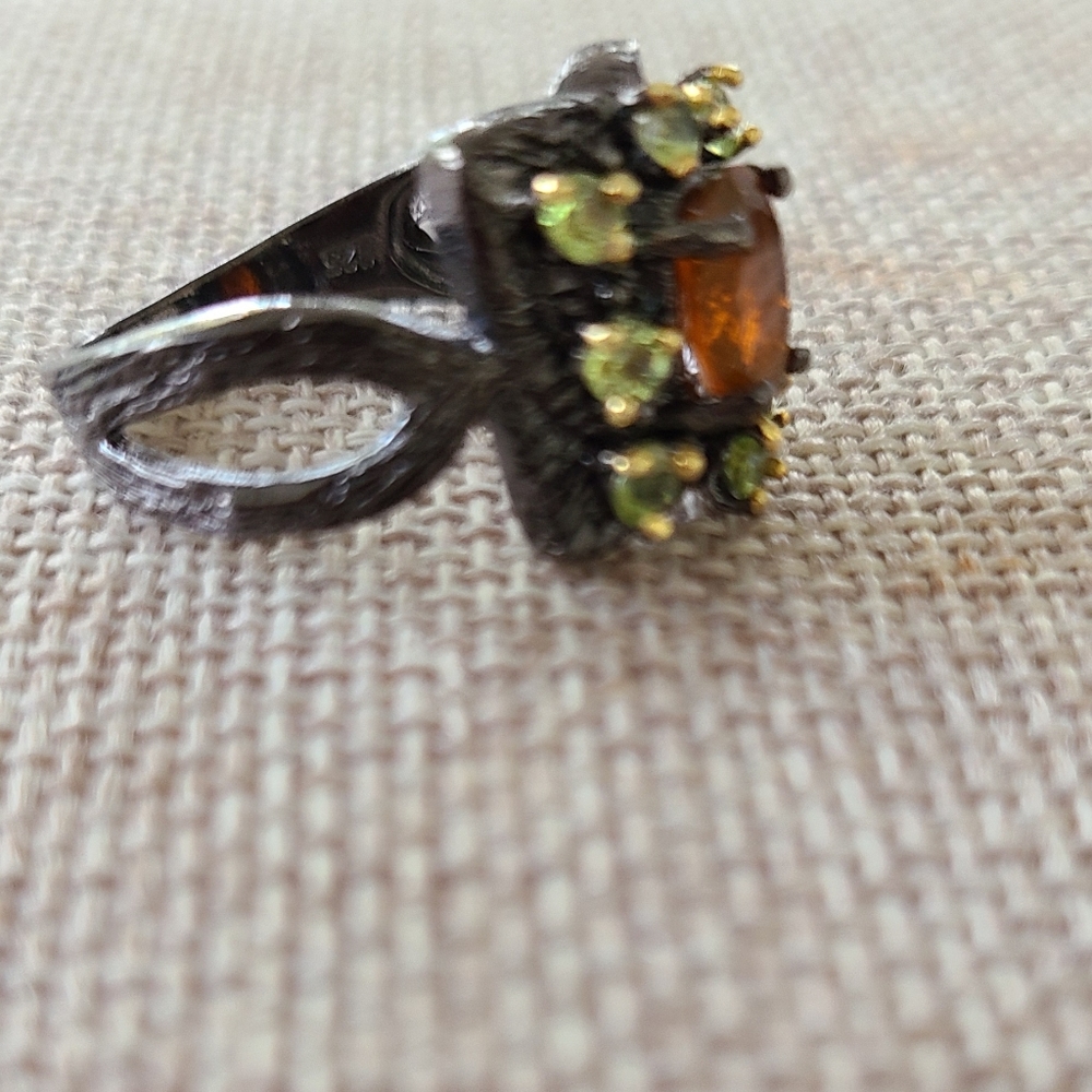 Orange Opal Sterling Silver Ring - image 2